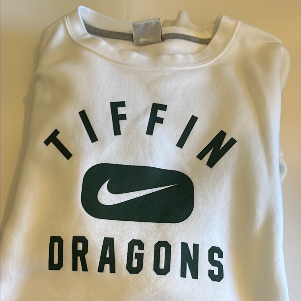 Nike White XL Sweatshirt with Green Tiffin Dragons Logo ( Unisex)